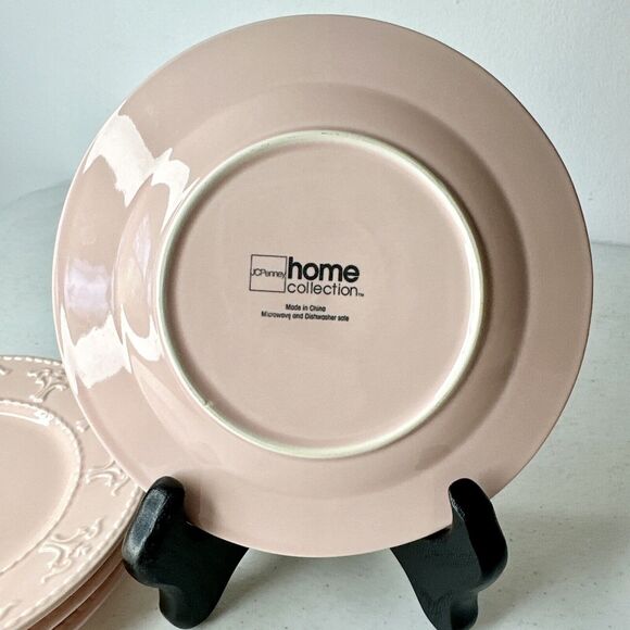 Set Of 4 JCPenney Home Collection 6 1/8” Appetizer Bread & Butter Plates Pink - Picture 8 of 9